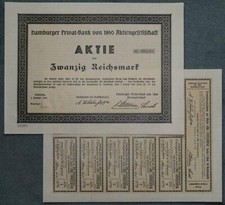 Hamburger Privat-Bank von 1860 Aktiengesellschaft 1924 20 Mark