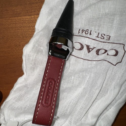 Tapón de vino de cuero Coach vintage modelo F61889 SV/RD NUEVO CON ETIQUETAS rojo quemado - Imagen 5 de 11