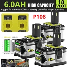 P108 For Ryobi 18VOLT 6.0Ah ONE Plus Battery丨Charger LITHIUM-ION High Capacity