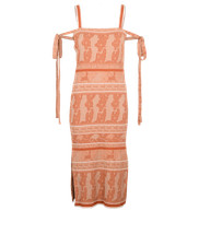 Chanel Knit Sleeveless Dress Womens 8 Orange Cotton Silk