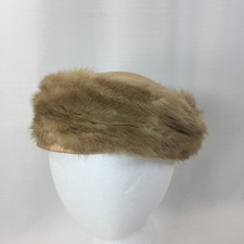 Vintage Styled by Coralie Womens Pillbox Hat with Fur Made in USA Tank Mink