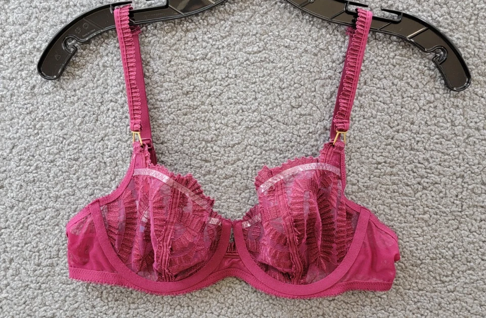 Sujetador Wacoal After Dark bordado balconette para mujer 34C rojo ciruela ajustable Foto 2 de 4