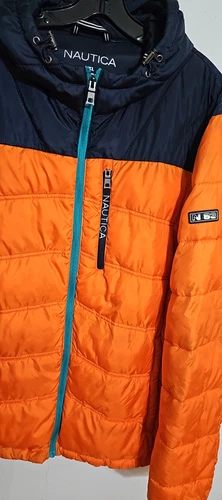 NAUTICA Men's XXL Water Wind Resistant Puffer Jacket N-83  2XL Orange/Navy image 7