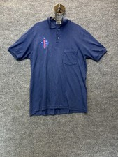 Vintage Stedman Hanes USMC Guadalcanal Polo Shirt Men's Blue USA Made - Medium