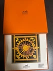 Hermes Carre 90 Silk Scarf Black Gold Unused With Box Excellent