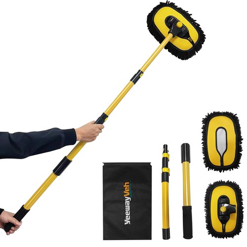 Car Wash Brush Mop with Long Handle, 55" Car Wash Brush with 2 Replaceable Mi...