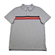 Old Navy built in Flex Stretch Golf Polo Mens Large Grey Blue Orange Red Stripe