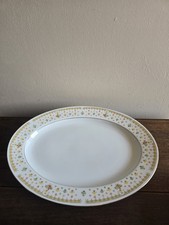 VTG "Garden Bouquet" Fine China Floral Gold Trim Oval 14" Serving Platter Japan