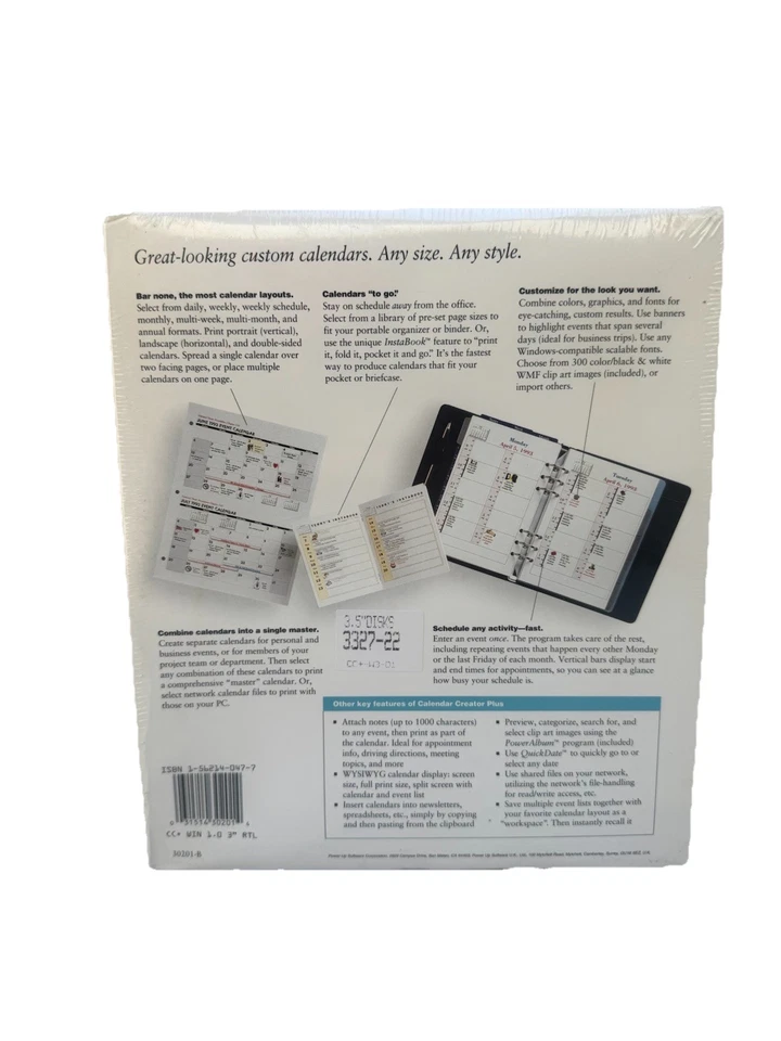 Calendar Creator Plus para Windows Power Up Software De Colección 30201-B NUEVO SELLADO Foto 3 de 4
