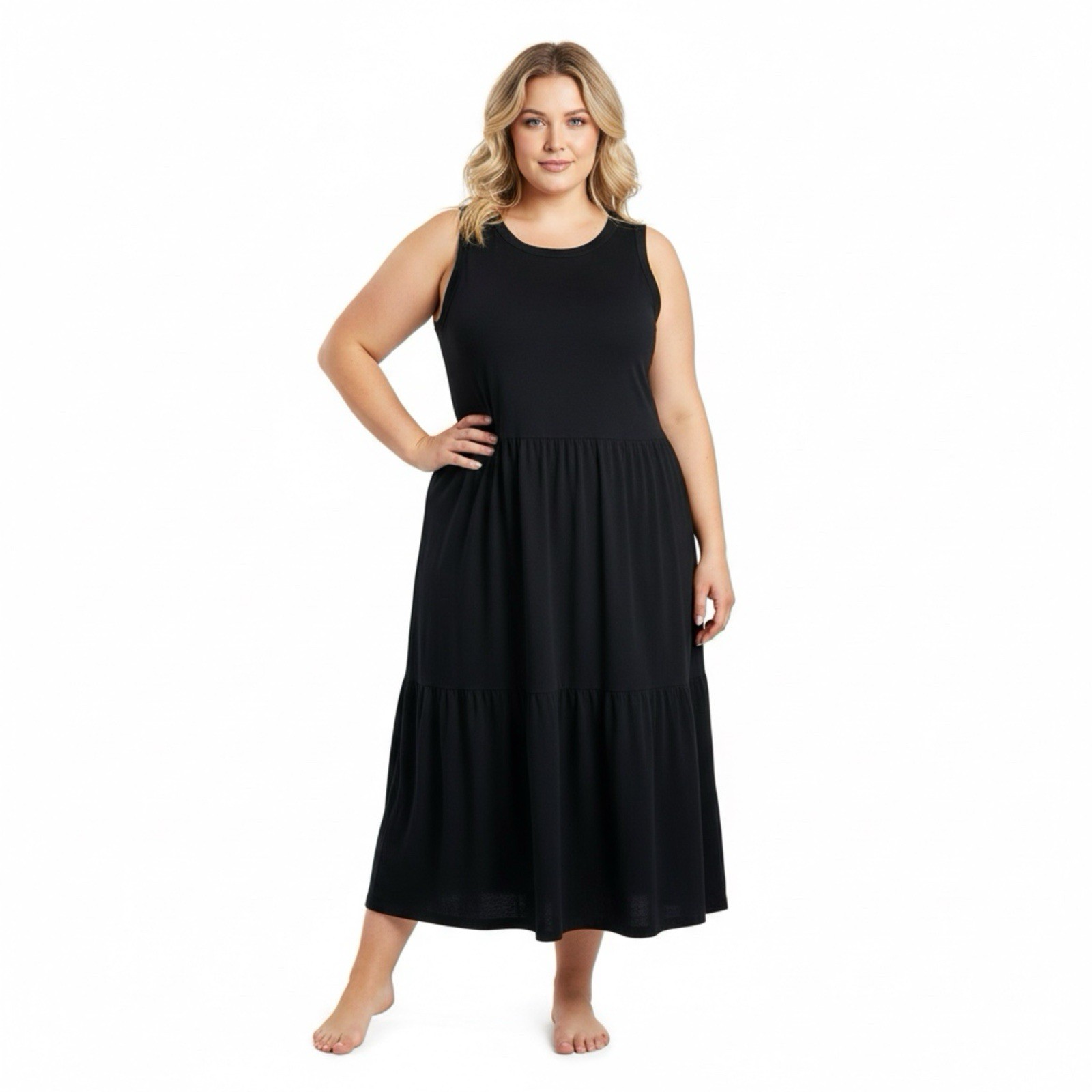 A New Day Black Knit Sleeveless Midi Plus Size XXL Dress Pullover Round Neck