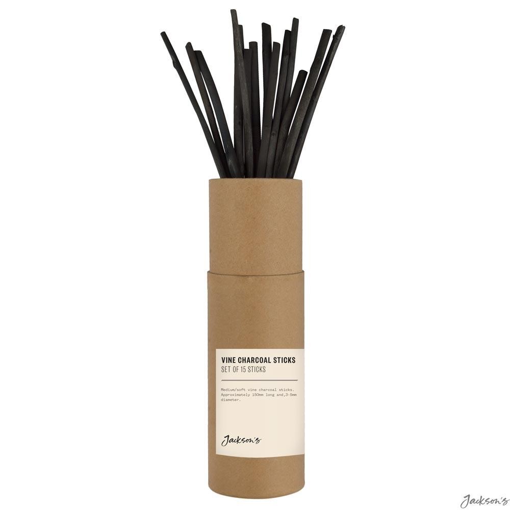 Jackson's : Vine Charcoal : Set of 15 : Medium/Soft Sticks for Sketching and ...