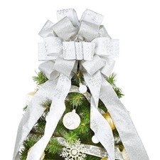 Christmas Tree Topper, 40x13 Inches Toppers Bow with 40inchx13inch, White
