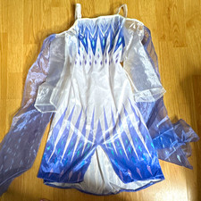 Disney Frozen Elsa Dress Halloween Costume w/ Cape Blue White 4-6X 100 Poly
