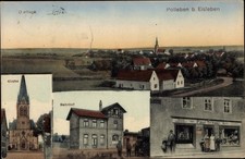 Ak Polleben Lutherstadt Eisleben, Kirche, Dorflage, Bahnhof,... - 11545330