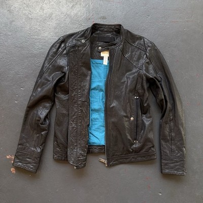 Vintage Diesel Unisex Mens Black Sheep Leather Moto Jacket With
