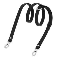 0.6" Genuine Leather Purse Strap for Bag Black Silver Buckle