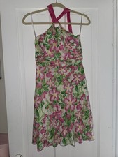 LILLY PULITZER VINTAGE WHITE LABEL SILK  COTTON HALTER DRESS  SIZE 2