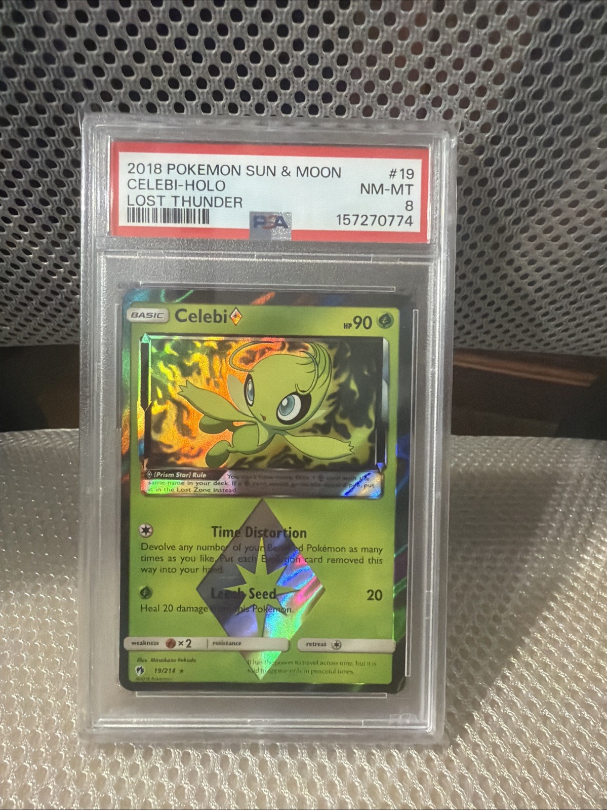 2018 Pokemon Sun & Moon Celebi-holo Prism Star 19/214 Psa8 New Cert