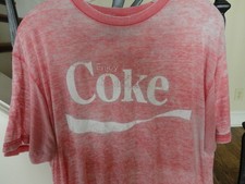 Red Coca Cola Vintage Look Super thin Burnout 50-50 tie dye T-shirt Adult L Nice
