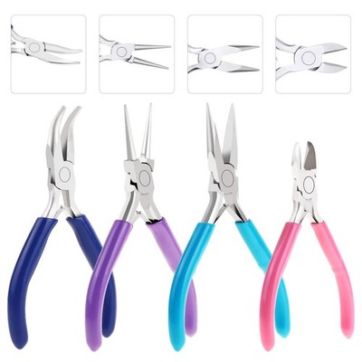 shynek 4pcs Jewelry Pliers Tools Kit for Crafts, Blue,light Blue,pink,purple