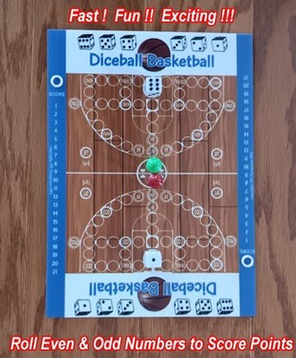 Diceball Basketball Game, New-- Fast !, Fun !!, Exciting !!!,  9'' x 12''