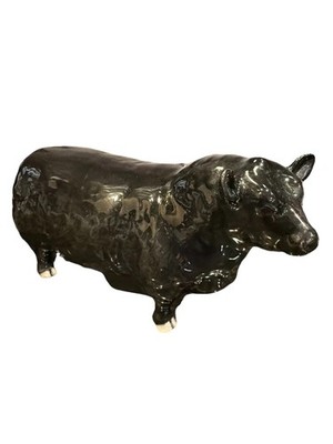 Vtg Beswick England Black Bull Aberdeen Angus Cattle Society Ceramic Figurine