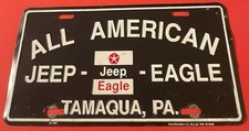 All American Chrysler Jeep Eagle Dealership Booster License Plate Tamaqua PA