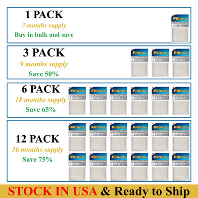 FILTRETE- AIR-FILTER PLEATED FURNACE REPLACEMENT PAD DUST PACK 3, 6, 12 NEW