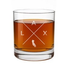 Los Angeles LAX Rocks Glass Etched California Gift