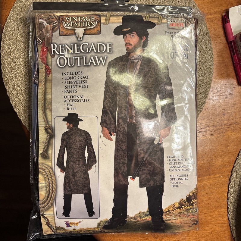 Renegade Outlaw Halloween Costume Western Cowboy Fits Up To Chest Size 42in. New