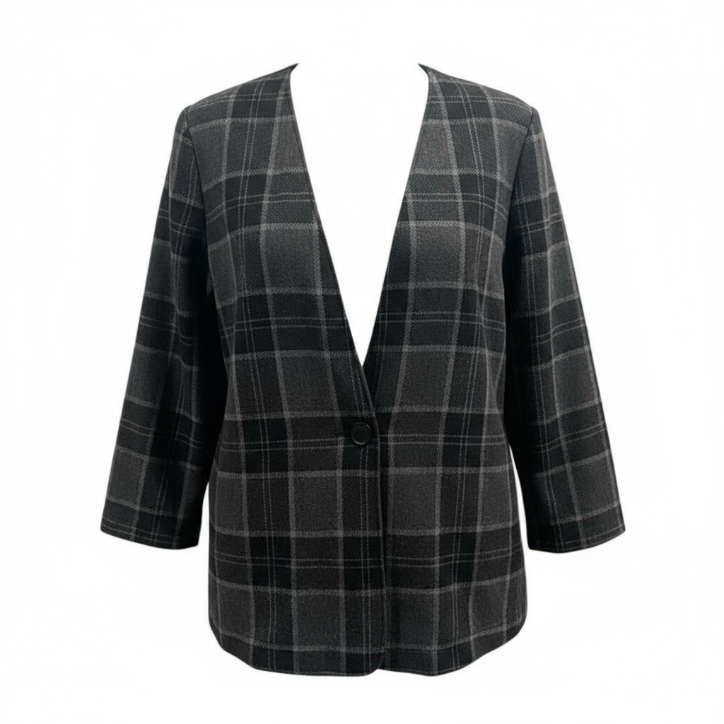 Vintage  90's Blair’s Boutique Women’s Black Plaid Blazer Jacket  Size 12