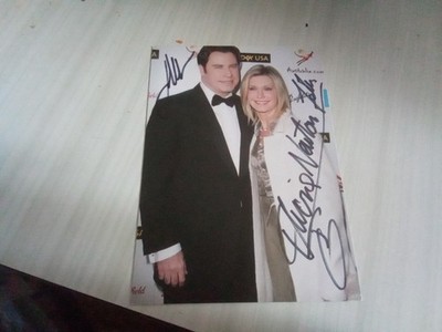     Original handsignierte Postkarte von John Travolta und Olivia Newton 