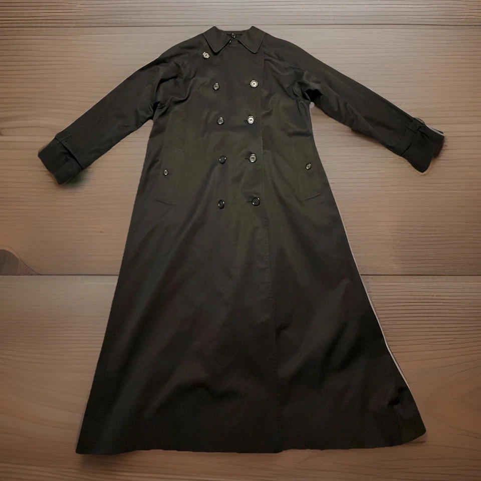 Gabardina vintage Burberry London para mujer 12L negra forro de lana a cuadros Nova Foto 2 de 4