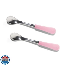 Avanchy Infant Baby Spoons Stainless Steel and Silicone Set, Self Feeding Foo