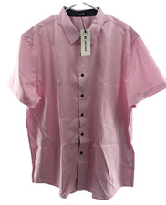 Men's Casual Button Down Shirts Wrinkle-Free Short Sleeve Business Dress Sz 2XL