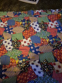 handmade Homemade App 42 by 57" Brightly Colored patchwork small quilt. Nice