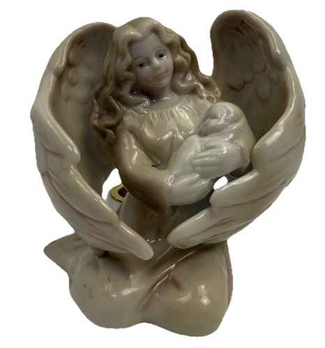 Russ Berrie Guardian Angel Holding Baby Porcelain Collectible Candleholder 15483 - 第 1/6 張圖片