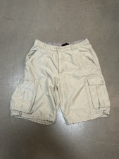Vintage Y2K Plugg Light Tan Polyester Cargo Shorts Size 34 Great Condition