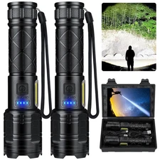 Rechargeable LED Flashlights 90000 High Lumens 2 Pack, Super Bright Flash Lig...