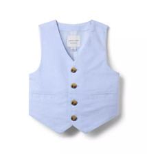 NWT Janie And Jack All Things Spring Ocean Air Heather Oxford Vest Boys Size 4