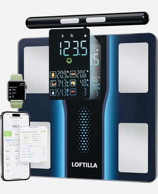 Smart Scale for Body Weight, 8-Electrode 11.8'' x 11.8'', Black