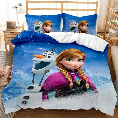 Set lenzuola bambini bambina 3D Anna Elsa principessa set lenzuola copripiumino - Foto 10 di 12