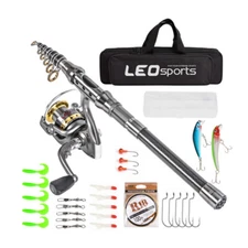 7.9ft Telescopic Fishing Rod Reel Combo Full Kit Carbon Fiber Rod Pole+Line&Bag