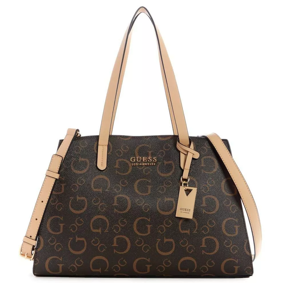 NEW Guess Women s Elisa Logo Print Satchel Crossbody Bag Handbag