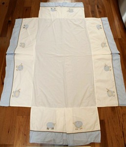 Pottery Barn Kids Lamb Applique Crib Skirt Blue White Boys Nursery