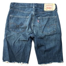 VTG Levis 501 Button Fly Cut Off Jean Denim Shorts Blue Medium Wash Mens Tag 32
