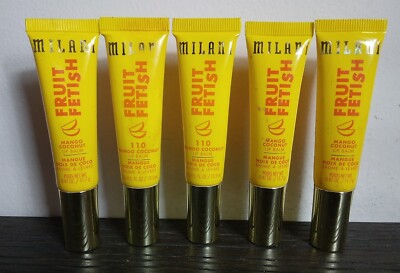 5 Pack  ~ Milani ~ Fruit Fetish Lip Balm - 110  Mango Coconut - 
