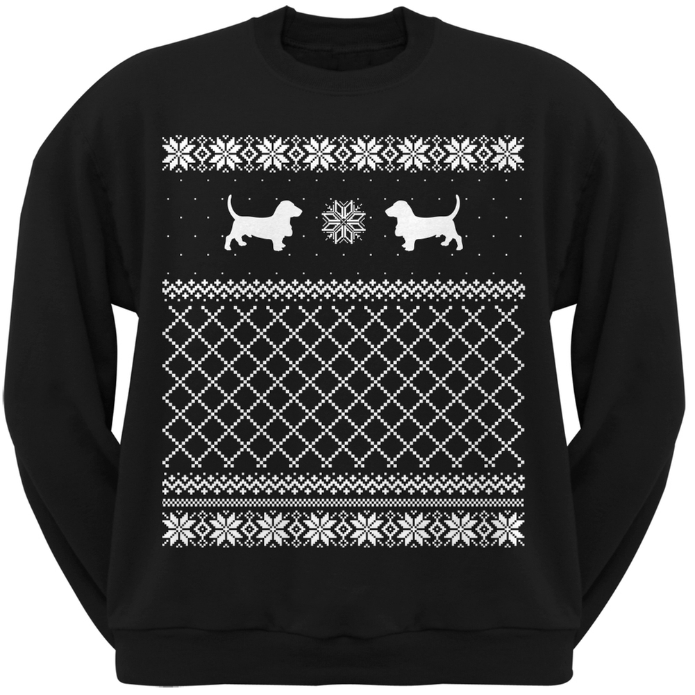 Basset Hound Black Adult Ugly Christmas Sweater Crew Neck Sweatshirt eBay