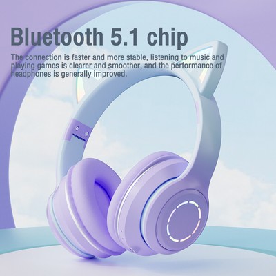 Bluetooth Kopfhörer Over Ear Wireless Cat Ear Bluetooth Headset LED Light Gift