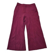 Boden Womens Pants 10 Long 10L Wide Leg Ponte Red FLAW Cropped Stretch Office